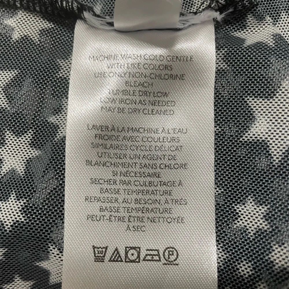 Free People Marne Sheer Black & White Star Tie Front Long Sleeve Crop Blouse - Picture 11 of 12